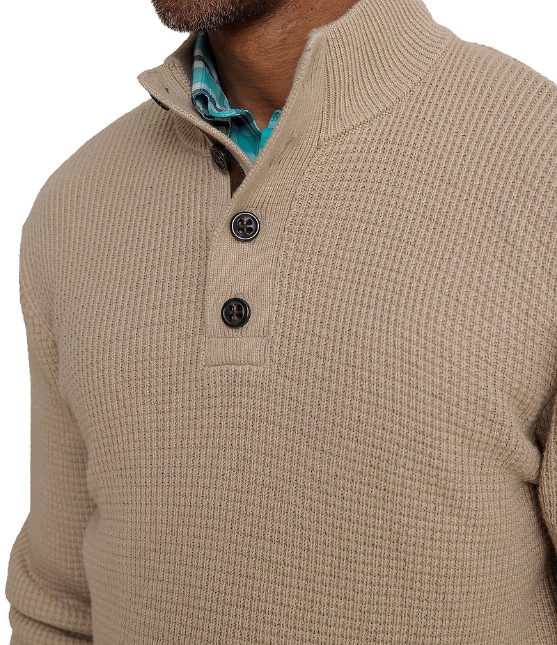 Southern Tide Bass Creek Heather Quarter Button Sweater Pullover