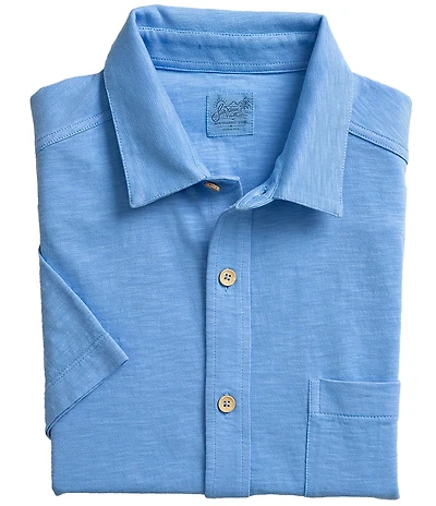 Southern Tide Beachcast Solid Knit Short Sleeve Woven Shirt