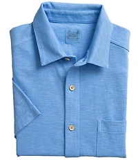 Southern Tide Beachcast Solid Knit Short Sleeve Woven Shirt