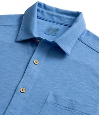 Southern Tide Beachcast Solid Knit Short Sleeve Woven Shirt