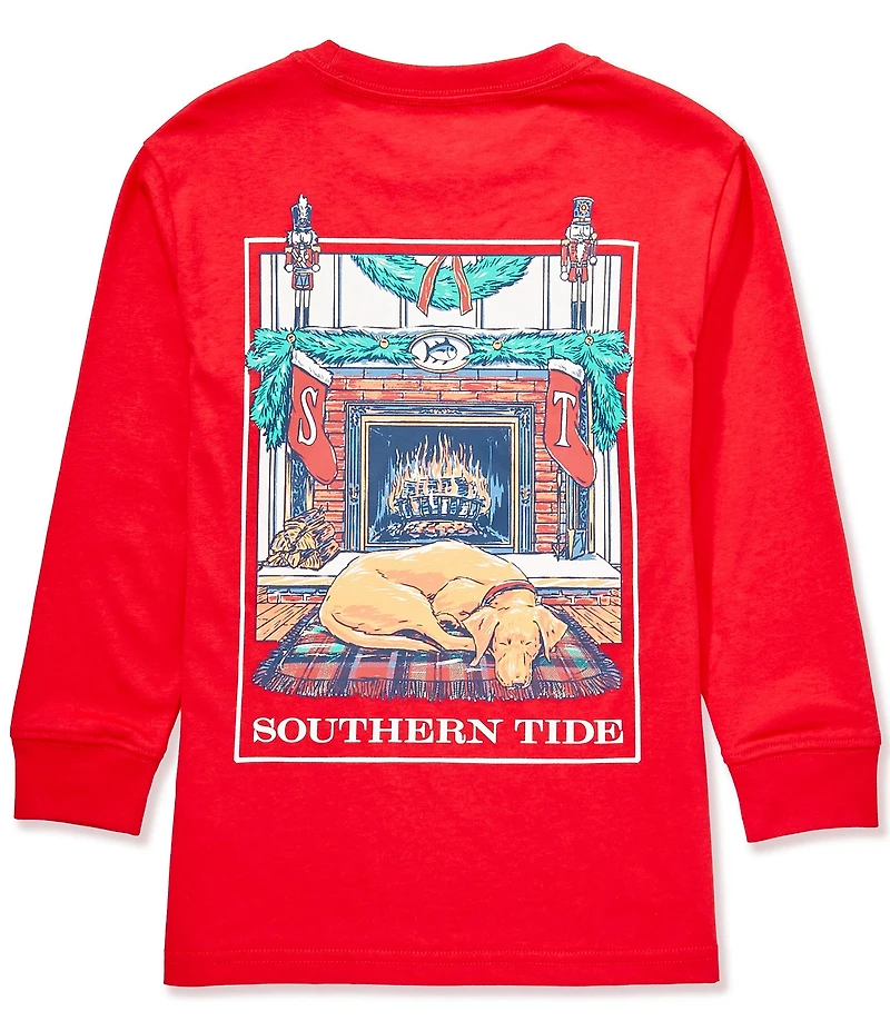Southern Tide Big Boys Cozy Fireplace Long Sleeve Graphic T-Shirt