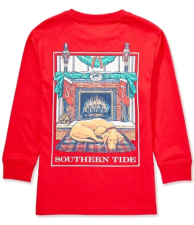 Southern Tide Big Boys Cozy Fireplace Long Sleeve Graphic T-Shirt