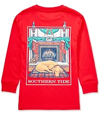 Southern Tide Big Boys Cozy Fireplace Long Sleeve Graphic T-Shirt