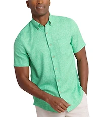 Southern Tide Bloomz Linen Rayon Short Sleeve Woven Shirt