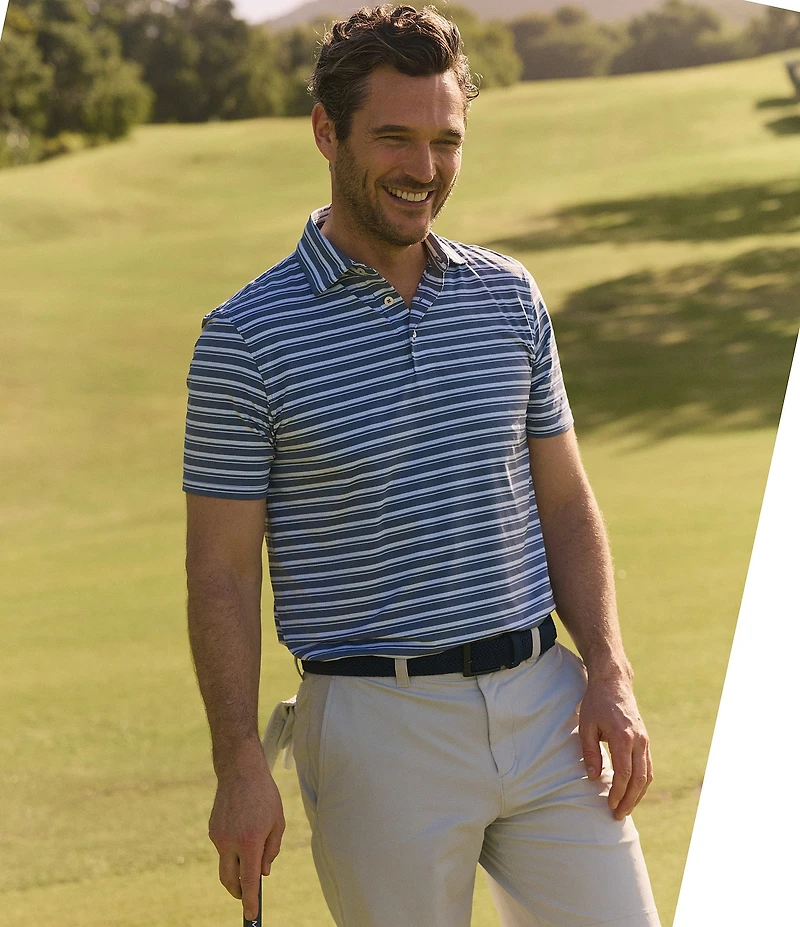 Southern Tide Brrr-Eeze Pearl Cove Stripe Short Sleeve Polo Shirt