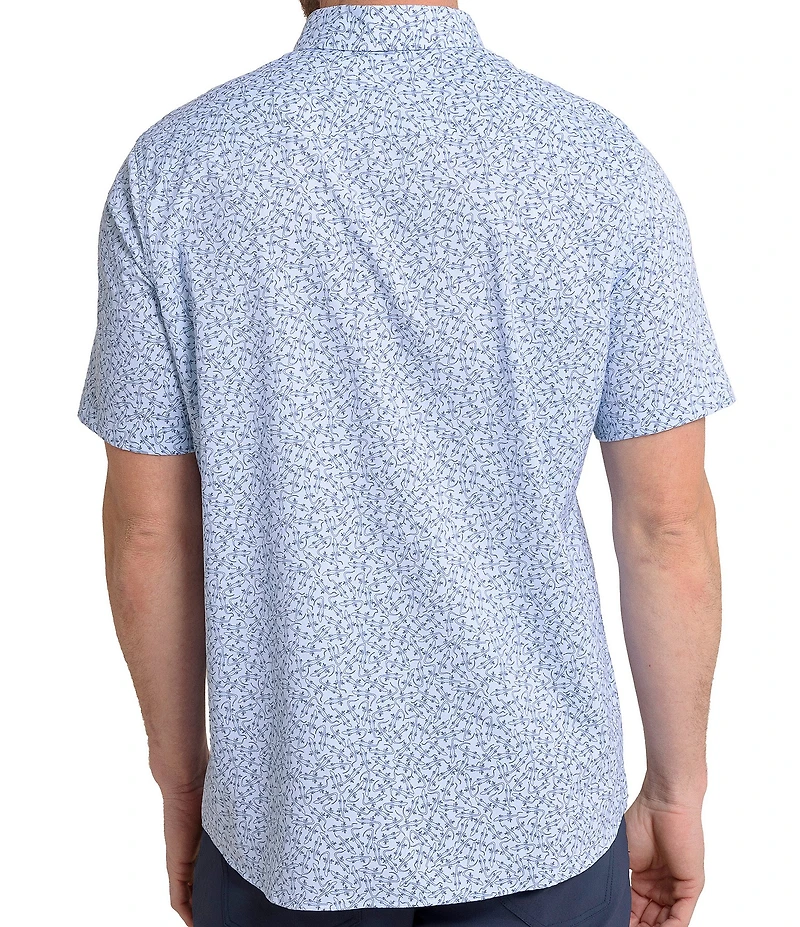 Southern Tide Brrr° Intercoastal Performance Stretch Iguana Glee Short Sleeve Woven Shirt