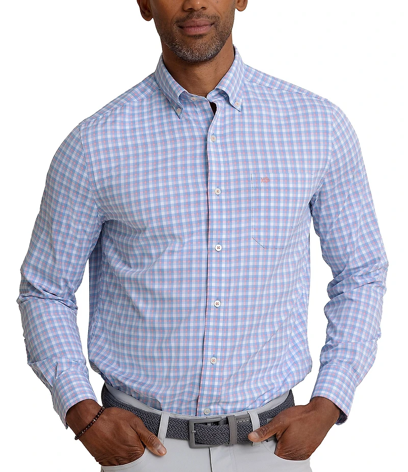 Southern Tide Brrr° Intercoastal Sunset Harbor Long Sleeve Woven Performance Shirt