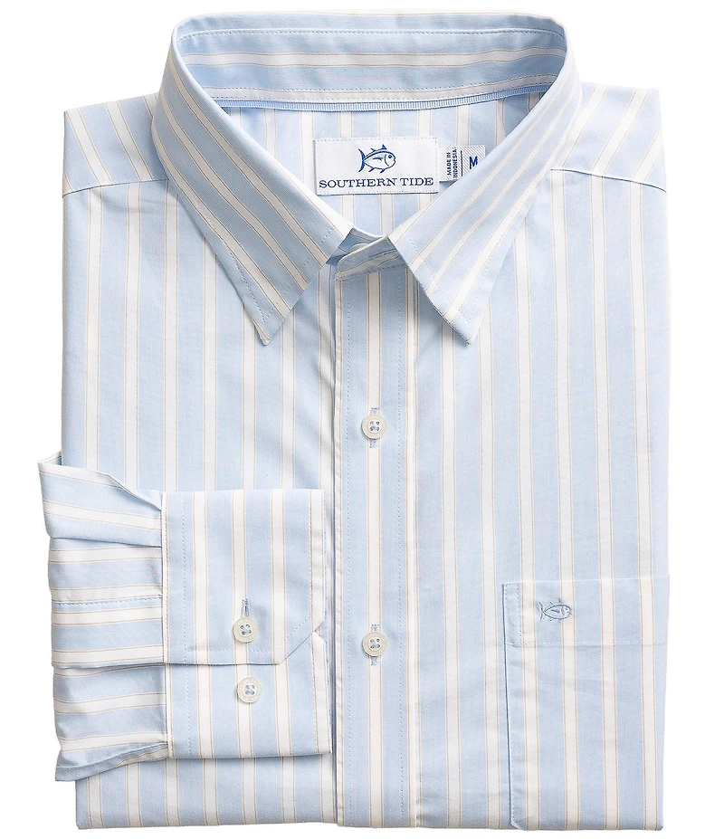 Southern Tide Charleston Stripe Long Sleeve Woven Shirt