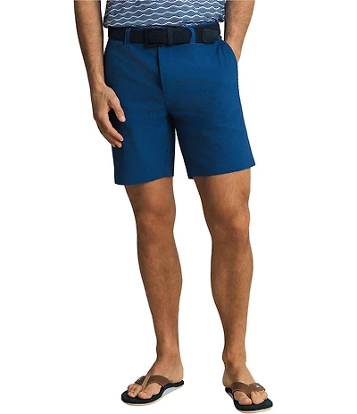 Southern Tide Coastal Breeze Coral Vista Seersucker 8#double; Inseam Shorts