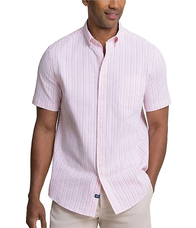 Southern Tide Coastal Breeze Marina Seersucker Short Sleeve Woven Shirt