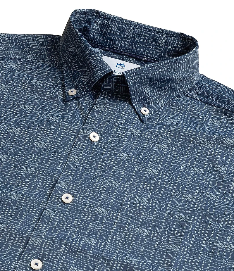 Southern Tide Coastal Breeze Nautical Flags Short Sleeve Woven Shirt