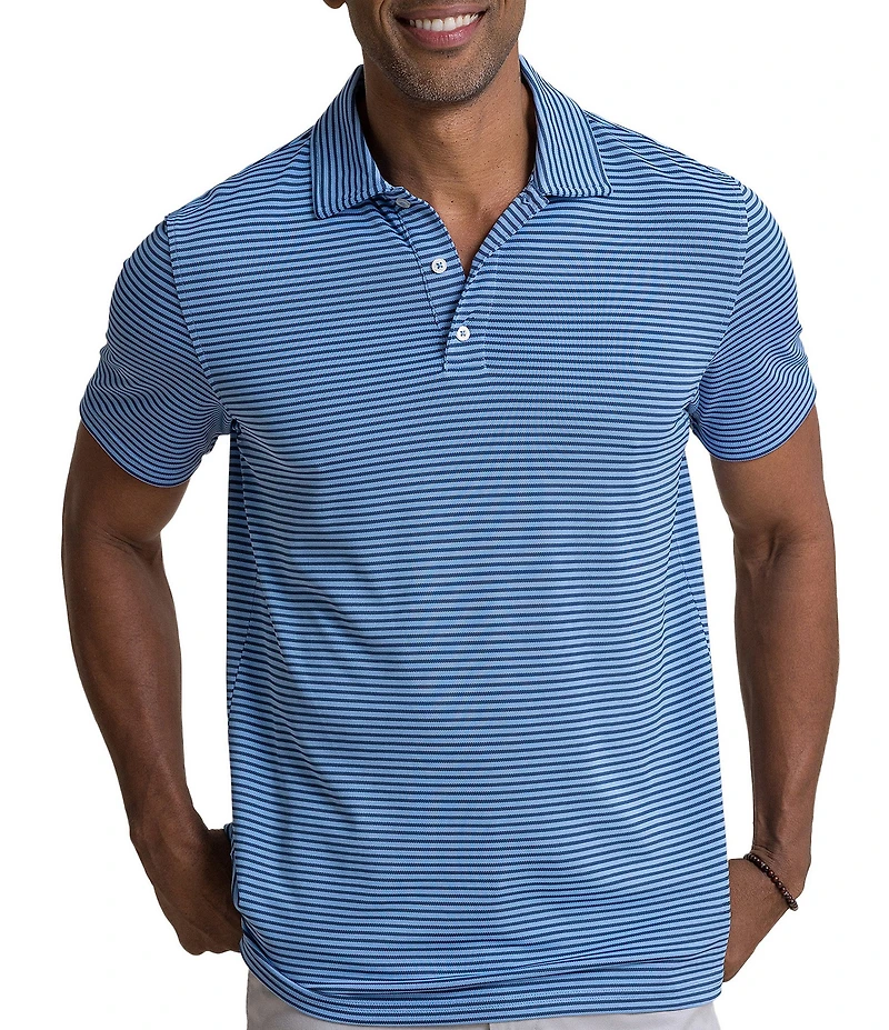 Southern Tide Coastal Breeze Oceanfront Stripe Pique Short Sleeve Polo Shirt