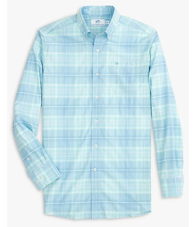 Southern Tide Coastal Passage Heather Oakwood Plaid Long Sleeve Woven Shirt