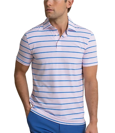 Southern Tide Core Sound Stripe Coastal Breeze Short Sleeve Polo Shirt