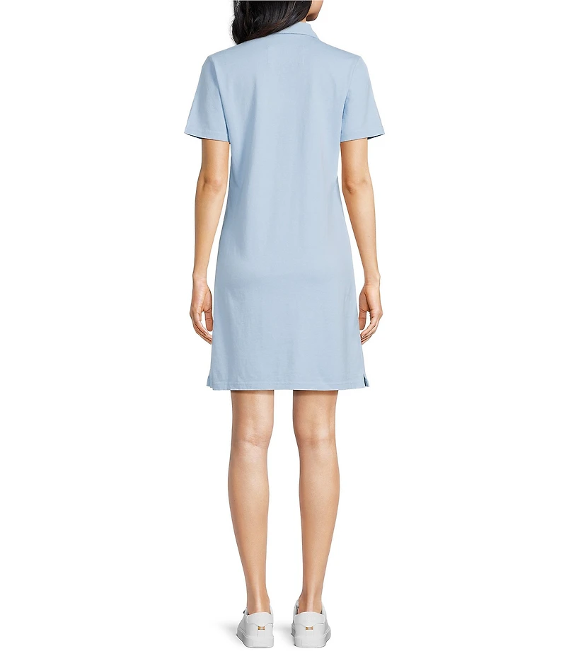 Southern Tide Demi Solid Collared V-Neck Short Sleeve Cotton Polo Dress