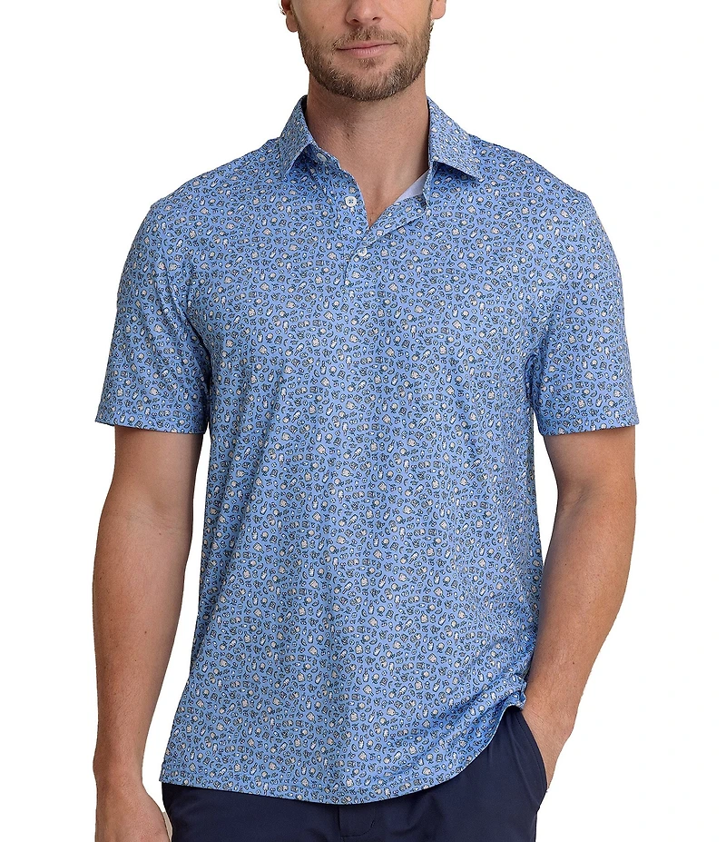 Southern Tide Drive I'll Have An Old Fashioned Printed Short Sleeve Polo Shirt