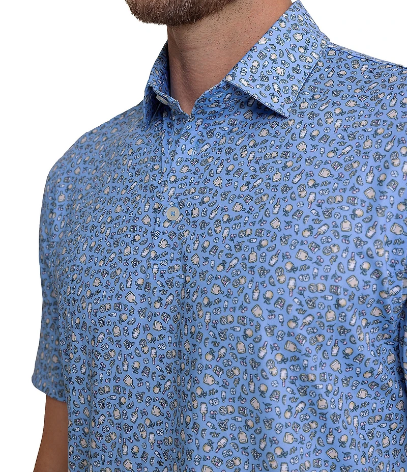 Southern Tide Drive I'll Have An Old Fashioned Printed Short Sleeve Polo Shirt