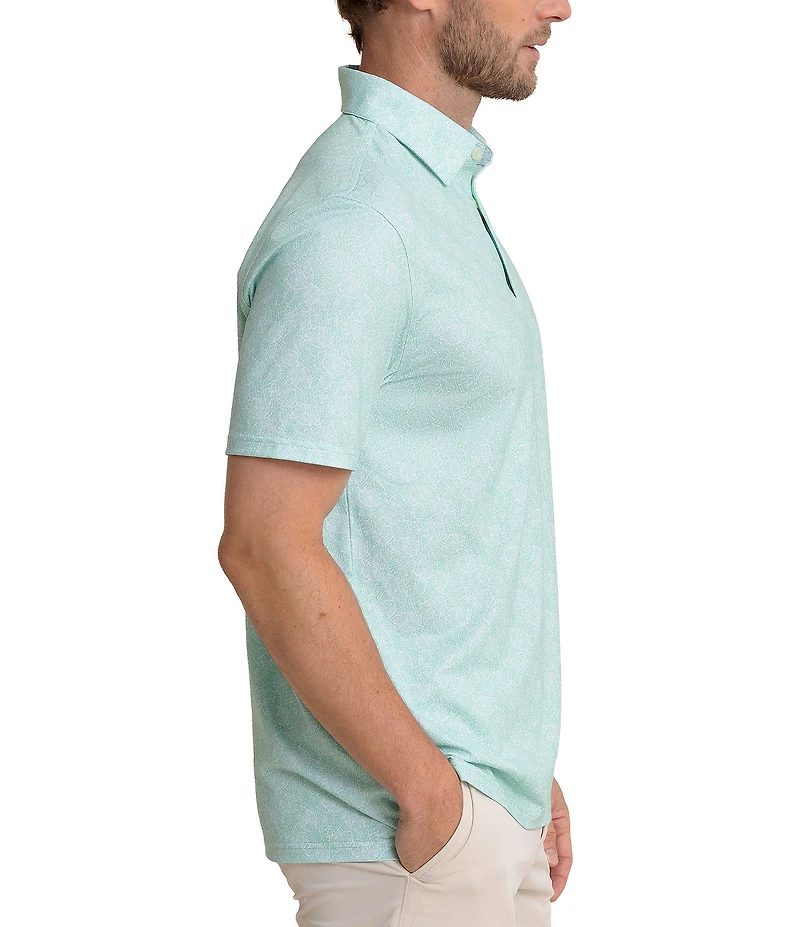Southern Tide Driver Beach Palms Printed Short Sleeve Polo Shirt