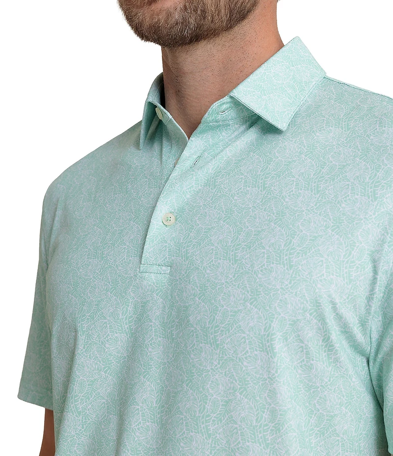 Southern Tide Driver Beach Palms Printed Short Sleeve Polo Shirt