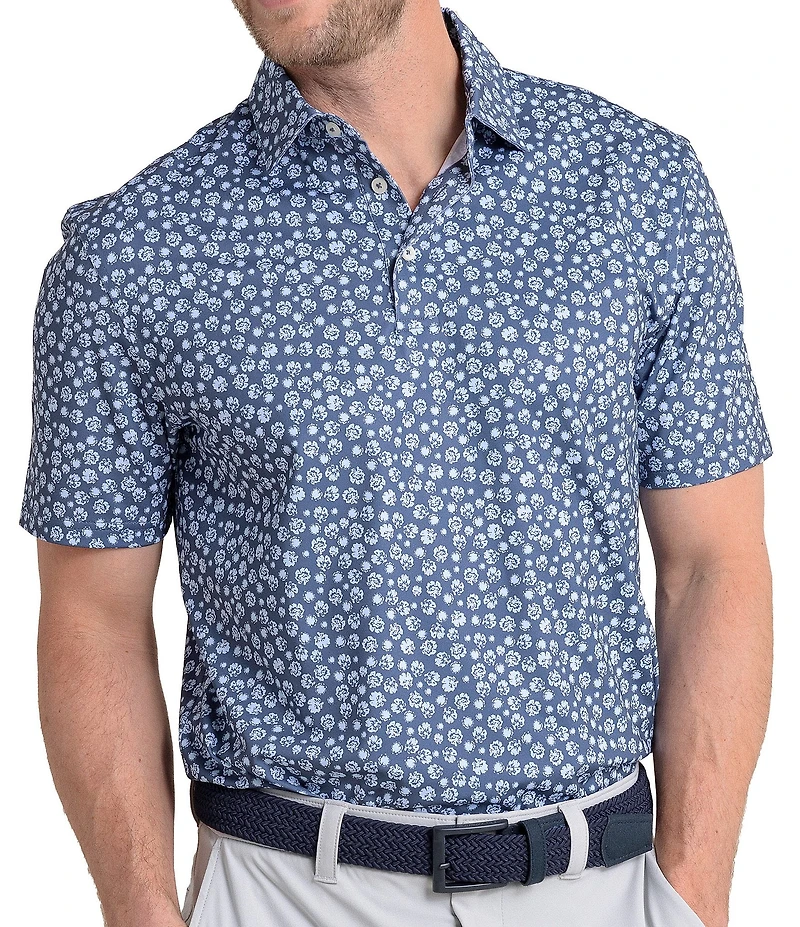 Southern Tide Driver Blossom Bliss Printed Short Sleeve Polo Shirt
