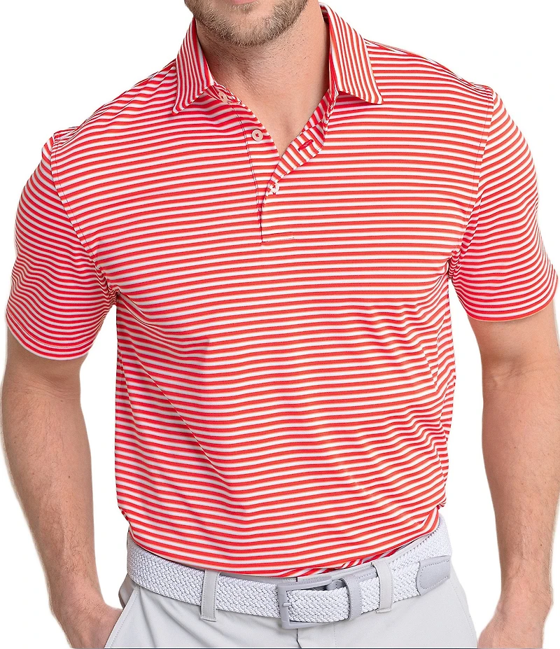 Southern Tide Driver Caravel Stripe Short Sleeve Polo Shirt