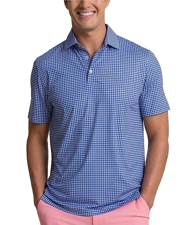 Southern Tide Driver Dunes Edge Plaid Printed Short Sleeve Polo Shirt