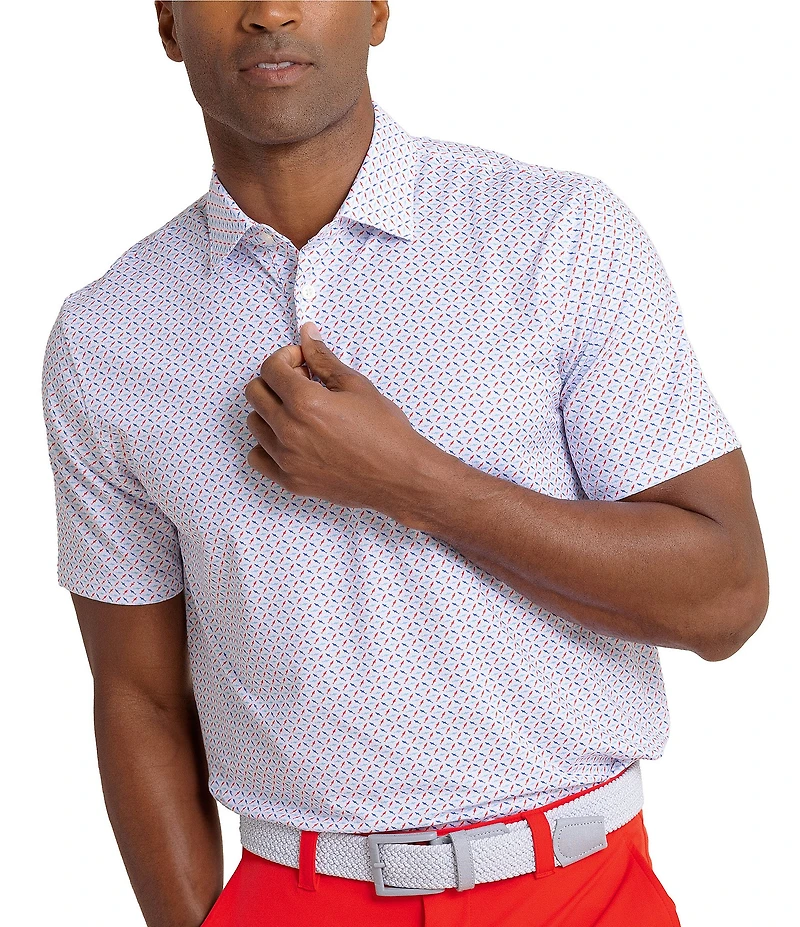 Southern Tide Driver Fin-Tastic Catch Printed Short Sleeve Polo Shirt