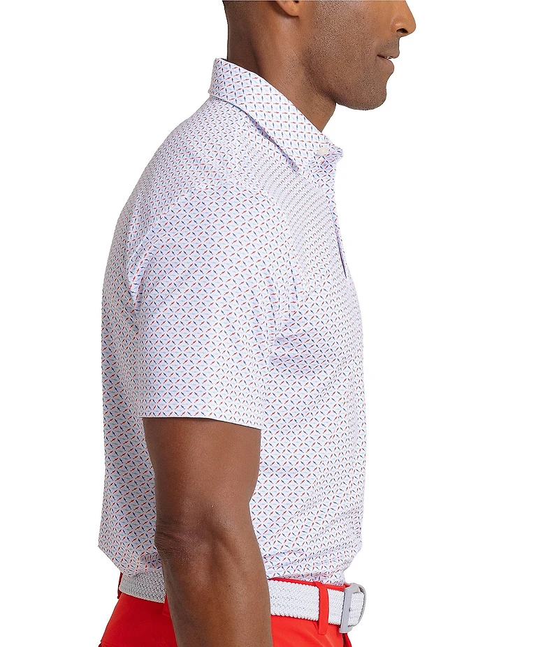 Southern Tide Driver Fin-Tastic Catch Printed Short Sleeve Polo Shirt