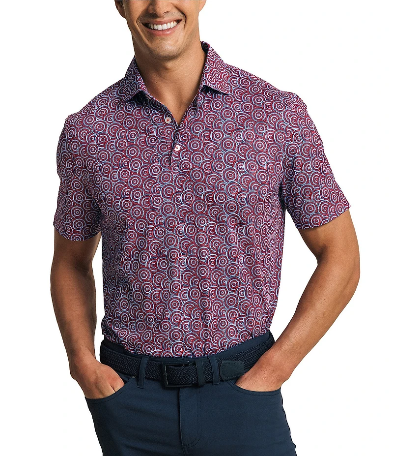 Southern Tide Driver Fireworks Printed Short Sleeve Polo Shirt