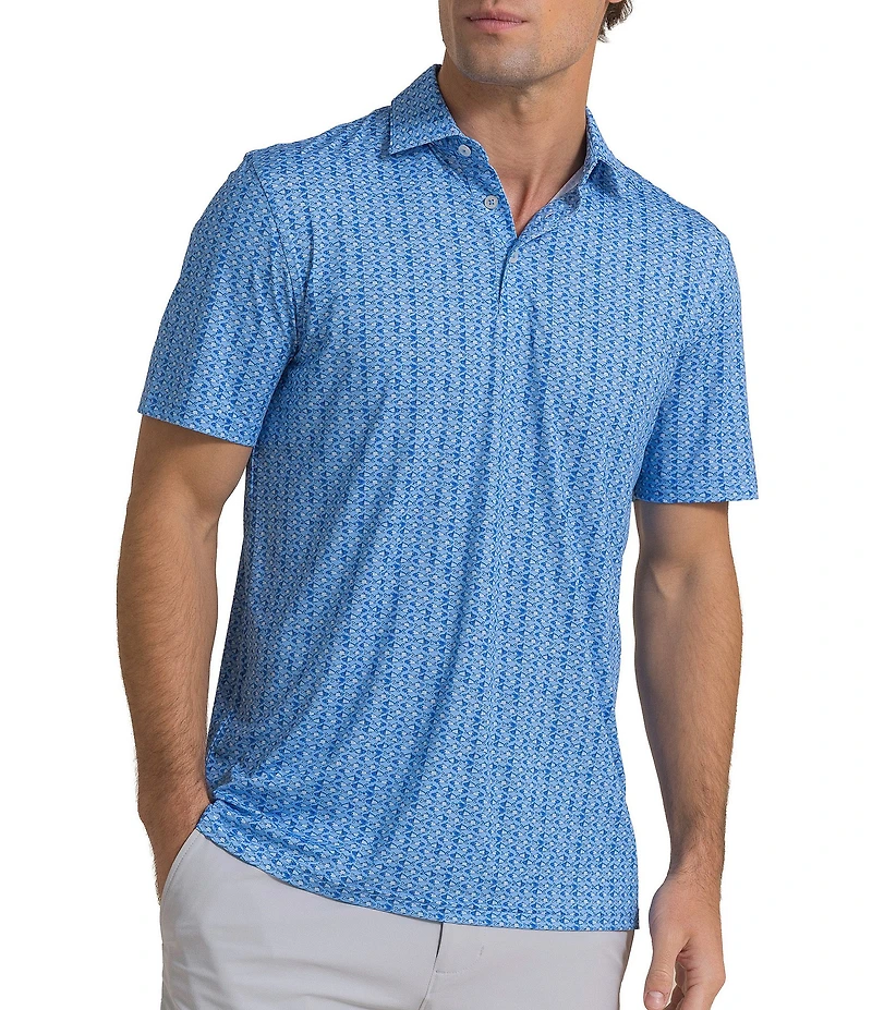 Southern Tide Driver Fish Print Short Sleeve Polo Shirt