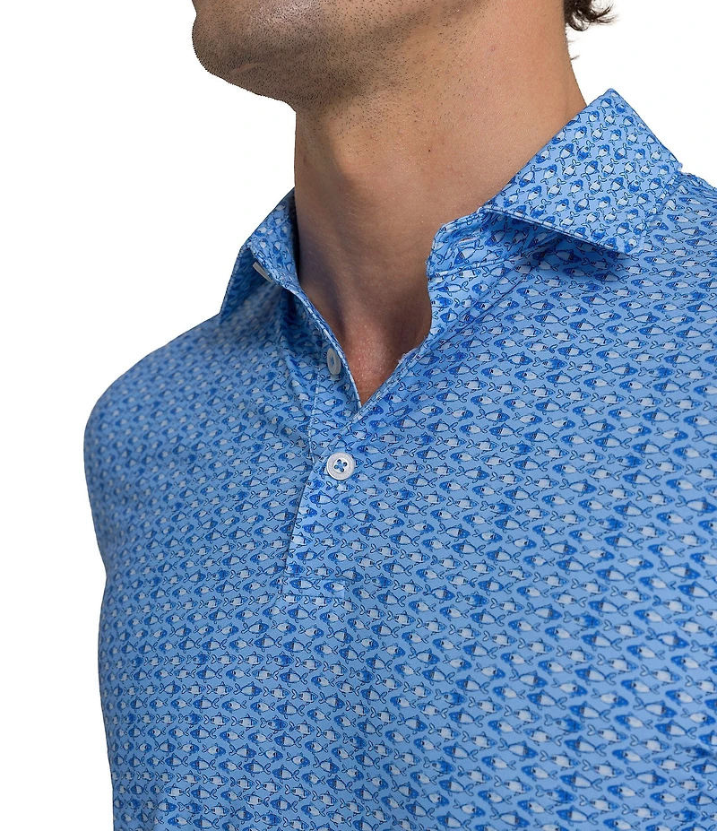 Southern Tide Driver Fish Print Short Sleeve Polo Shirt