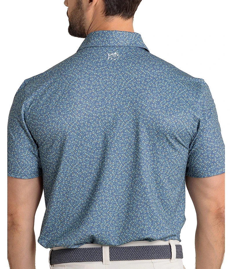 Southern Tide Driver Iguana Glee Printed Short Sleeve Polo Shirt