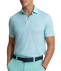 Southern Tide Driver Island View Gingham Printed Performance Short Sleeve Polo Shirt