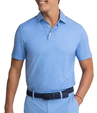 Southern Tide Driver Island View Gingham Printed Performance Short Sleeve Polo Shirt