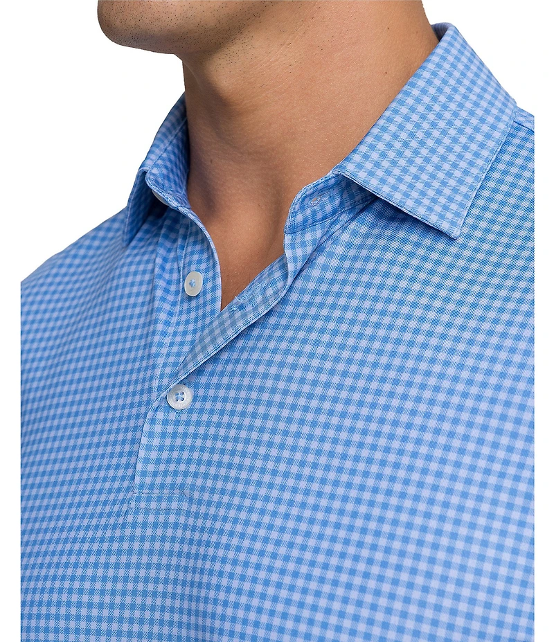 Southern Tide Driver Island View Gingham Printed Performance Short Sleeve Polo Shirt
