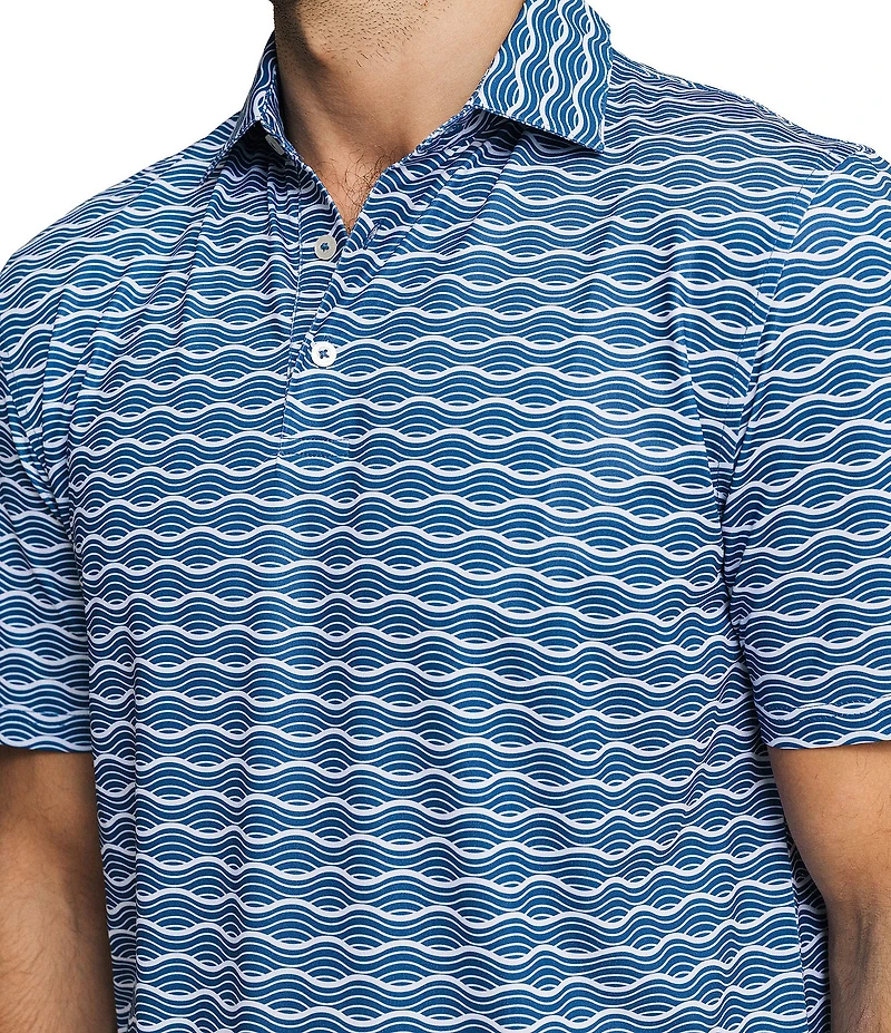 Southern Tide Driver Ocean Echo Printed Short Sleeve Polo Shirt