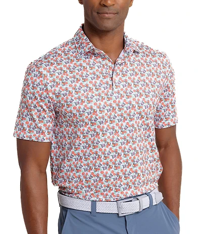 Southern Tide Driver Palmoa Paradise Printed Short Sleeve Polo Shirt