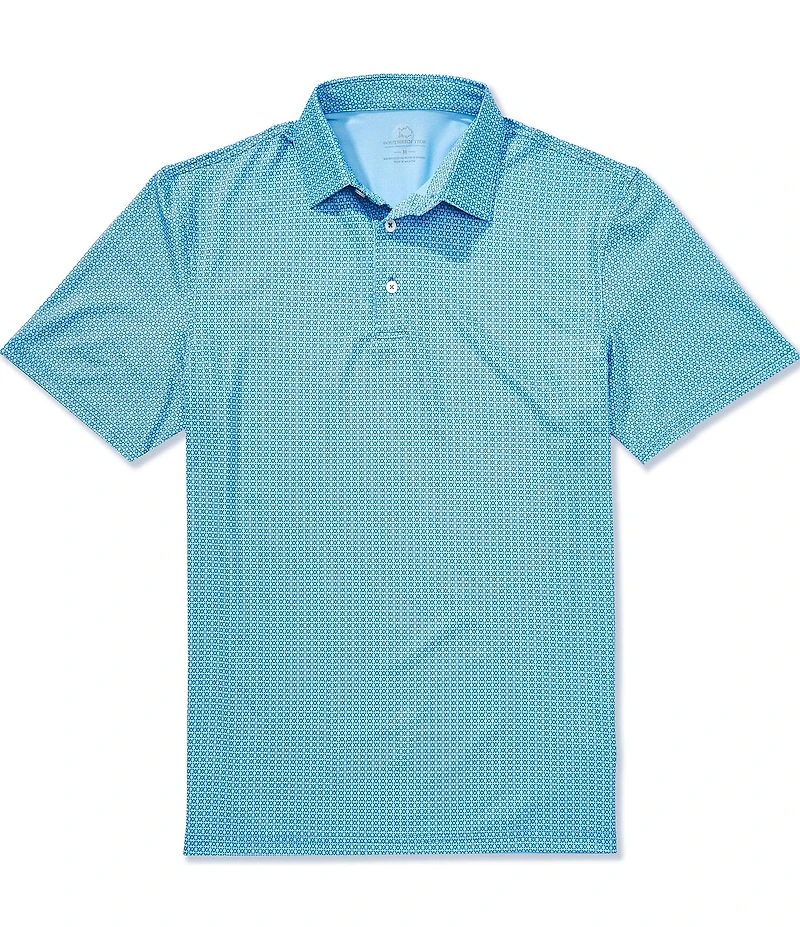Southern Tide Driver Seaside Geo Printed Short Sleeve Polo Shirt
