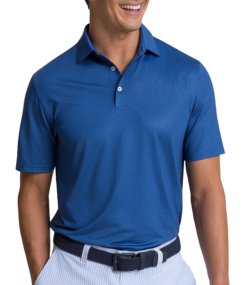 Southern Tide Driver Seaside Geo Printed Short Sleeve Polo Shirt