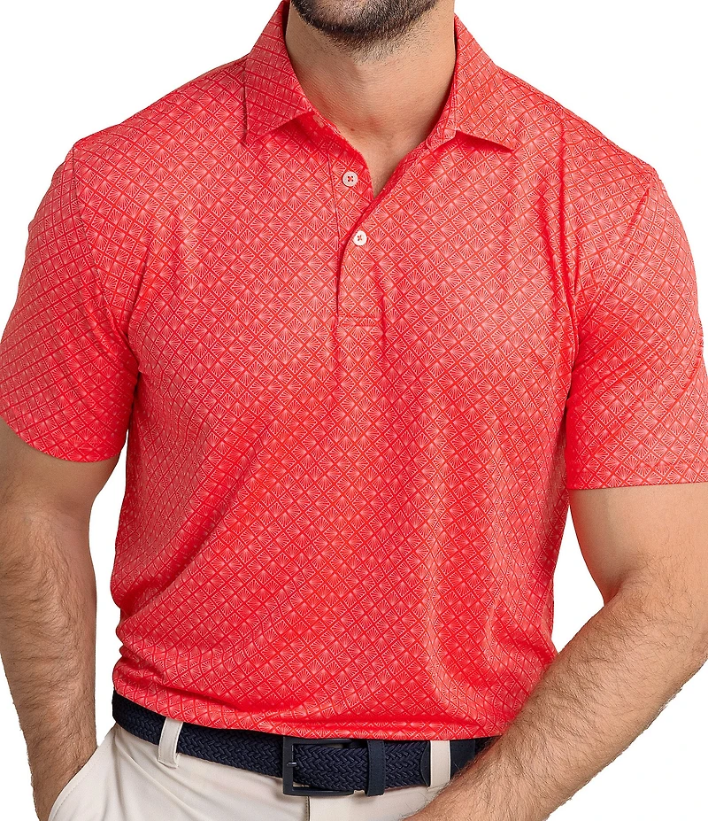 Southern Tide Driver Snazzy Scaled Printed Short Sleeve Polo Shirt