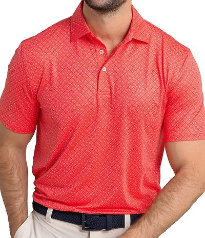 Southern Tide Driver Snazzy Scaled Printed Short Sleeve Polo Shirt