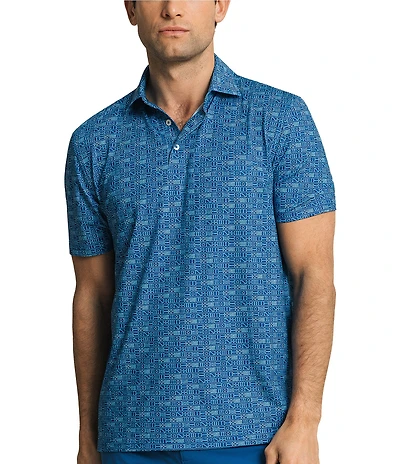 Southern Tide Driver St Nautical Flag Printed Short Sleeve Polo Shirt