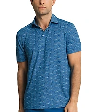Southern Tide Driver St Nautical Flag Printed Short Sleeve Polo Shirt