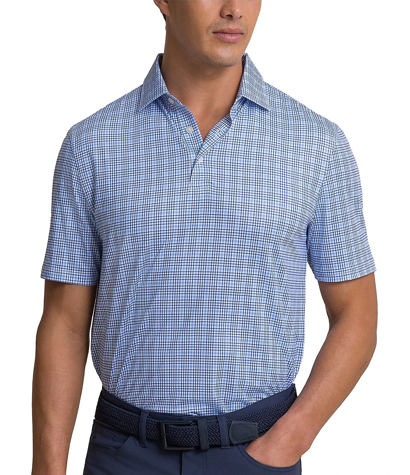 Southern Tide Driver Surfside Retreat Plaid Printed Short Sleeve Polo Shirt
