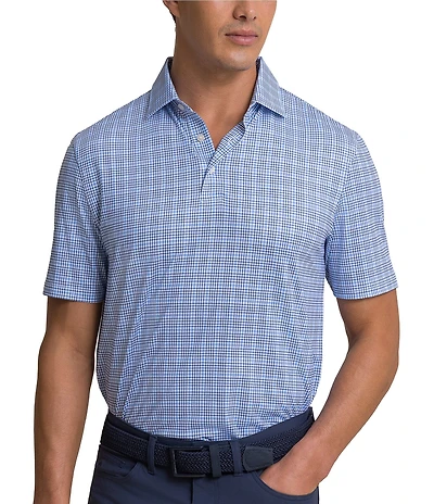 Southern Tide Driver Surfside Retreat Plaid Printed Short Sleeve Polo Shirt