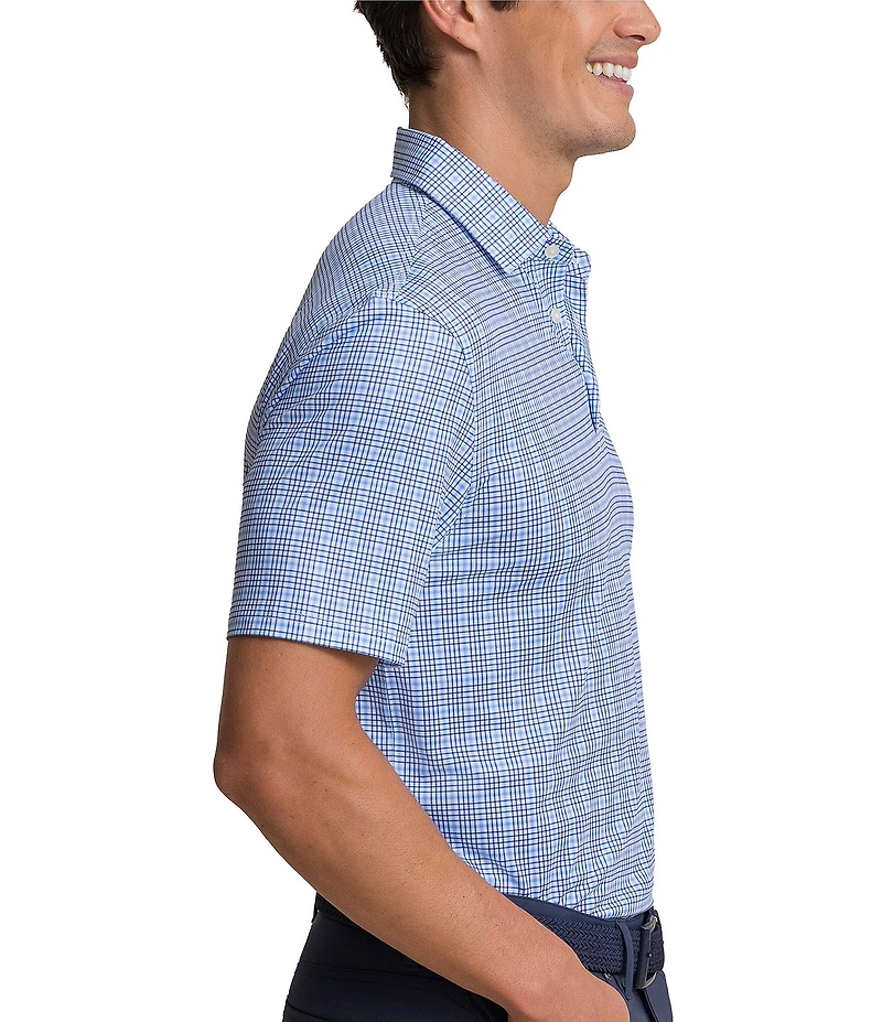 Southern Tide Driver Surfside Retreat Plaid Printed Short Sleeve Polo Shirt