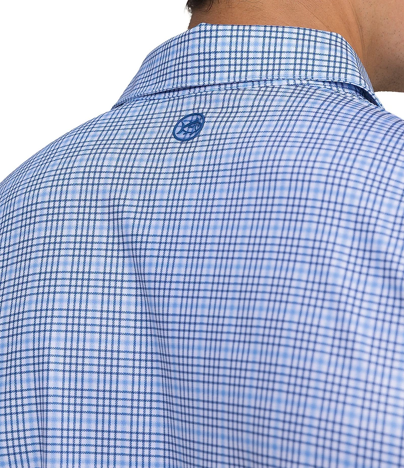 Southern Tide Driver Surfside Retreat Plaid Printed Short Sleeve Polo Shirt