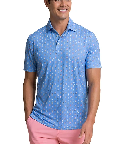 Southern Tide Driver Tropical Drink Printed Short Sleeve Polo Shirt
