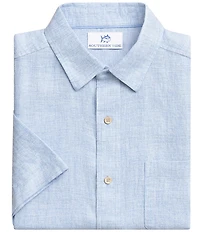 Southern Tide Gulf View Linen Blend Short Sleeve Woven Shirt