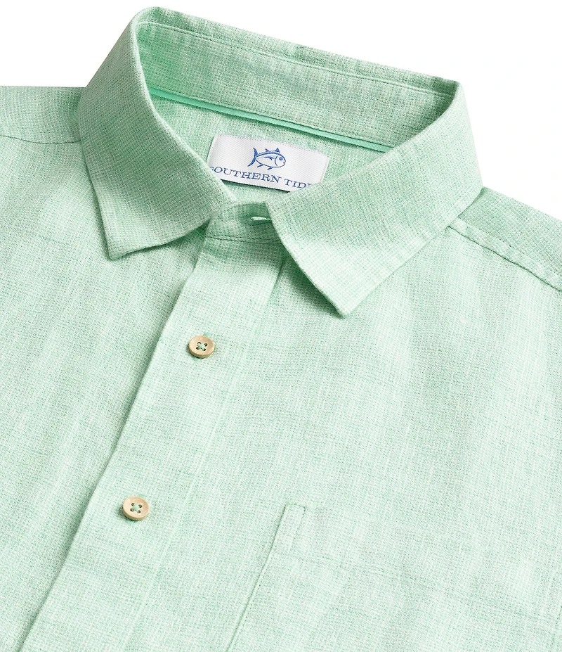 Southern Tide Gulf View Linen Blend Short Sleeve Woven Shirt
